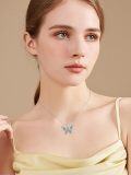 wholesale 925 Sterling Silver Abalone Shell Butterfly Pendant Necklace for Women Girls Gifts Jewelry-0-4