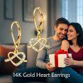 wholesale 14K Gold Infinity Heart CZ Leverback Earrings for Women - Holiday Ideas-0-1