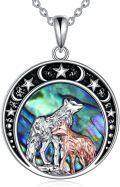 wholesale 925 Sterling Silver Round Moon & Stars with Wolf and Fox Pendant Necklaces for Women Girls Gifts Jewelry Accessories-0-0