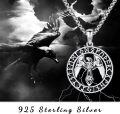 wholesale 925 Sterling Silver Norse Mythology Raven & Mjolnir Pendant Necklace with Runes for Men Women Viking s-0-3
