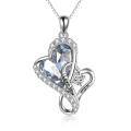 TOUPOP Sterling Silver Crystal I Love You Mom Heart Pendant Mother Birthday Gift-0-0