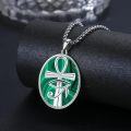 wholesale 925 Sterling Silver Green Malachite Eye of Horus Pendant Necklace-0-3