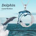 wholesale 925 Sterling Silver Blue Crystal Dolphin Pendant Necklaces for Women Girls -0-1