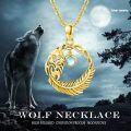 wholesale 925 Sterling Silver Moonstone Viking Wolf Pendant Necklace for Women-0-5