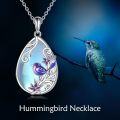 wholesale 925 Sterling Silver Teardrop Purple Moonstone Bird Flower Pendant Necklace-0-5