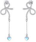 wholesale 925 Sterling Silver Heart Drop Dangle Stud Earrings with Moonstone and Cubic Zirconia  for Women Girls Mother's Day Anniversary Birthday Christmas Present Idea 38mm Long Length (Heart)-0-0