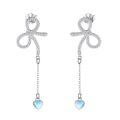 wholesale 925 Sterling Silver Heart Drop Dangle Stud Earrings with Moonstone and Cubic Zirconia  for Women Girls Mother's Day Anniversary Birthday Christmas Present Idea 38mm Long Length (Heart)-0-0