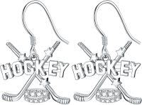wholesale 925 Sterling Silver Hockey Stick and Puck Drop Earrings for Women Sporty-Hockey