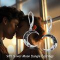wholesale 925 Sterling Silver Crescent Moon Mountain Landscape Leverback Earrings-0-1