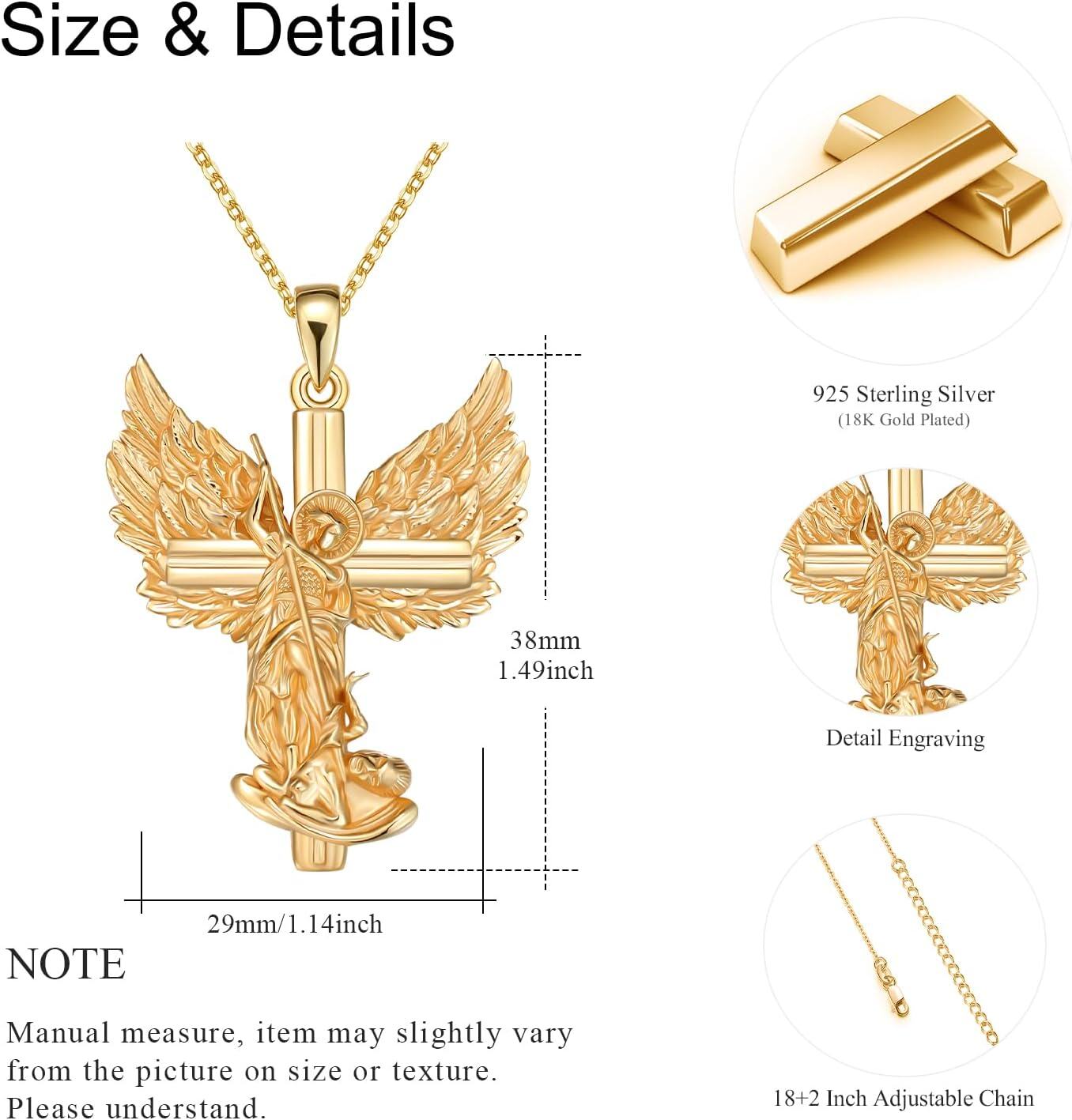 Sterling Silver Archangel Saint Michael Necklace for Women Men Amulet Pendant Religious Jewelry Gift-0-6