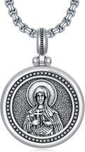 wholesale 925 Sterling Silver Oxidized Matte Orthodox Saint Pendant Necklace  with Chain for Men & Women-0-0