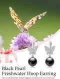 wholesale 925 Sterling Silver Black Freshwater Pearl Butterfly Drop Earrings for Women-0-3