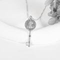 wholesale 925 Sterling Silver St. Benedict Key Pendant Necklace with Medal Charm for Men & Women-0-2