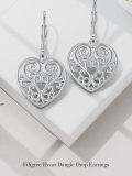 wholesale 925 Sterling Silver Moonstone Filigree Heart Drop Earrings-0-4