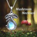 wholesale Sterling Silver Mushroom Necklace with Malachite Moss Agate Opal Moonstone Black Onyx Pendant Women s Jewelry Gift-0-15