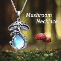 wholesale 925 Sterling Silver Mushroom Pendant Necklace With Black Onyx Platinum Plated-0-15
