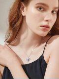 wholesale 925 Sterling Silver Purple Crystal Heart Love Knot Pendant Necklace for Women Gifts-0-2