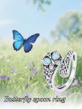 wholesale TOUPOP Adjustable Turquoise Rings For Women Turquoise Spoon Ring, 925 Sterling Silver Open Vintage Oxidized Thumb Boho Rings Jewelry Birthday Anniversary Christmas Gifts For Women -0-4