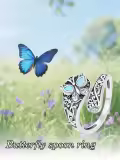 TOUPOP Sterling Silver Turquoise Adjustable Vintage Boho Spoon Ring-0-4