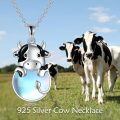 wholesale 925 Sterling Silver Cute Cow Pendant With Moonstone Accents-0-5