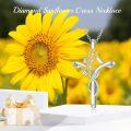 wholesale 925 Sterling Silver Gold Plated Sunflower Cross Pendant Necklace for Women 45cm Chain -0-4