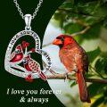 wholesale 925 Sterling Silver Heart-Shaped Cardinal Pendant Necklace for Women's Gifts-0-5