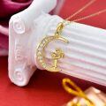 TOUPOP 14K Gold Moon Pendant Mother Daughter Son Necklace, 16+2 Inch-0-4