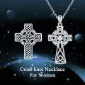 wholesale Gold 925 Sterling Silver Natural Cubic Zirconia Celtic Cross Irish Knot Pendant Necklace-0-16