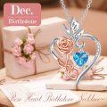 wholesale 925 Sterling Silver Rose Heart Birthstone Necklace for Women Flower Infinity Love Pendant Jewelry for Mom Wife Her Anniversary Christmas Mothers Day Gift-0-1