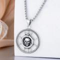 wholesale 925 Sterling Silver Pirate Ship Wheel Skull Pendant Necklace-0-2