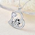 wholesale 925 Sterling Silver Mom Heart Shape Animal Pendant Necklaces for Women Girls Family Love Gift-0-123