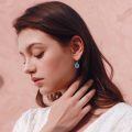wholesale 925 Sterling Silver Turquoise Blue Agate Teardrop Earrings for Women Western Ethnic Dangling Birthstone Jewelry Gifts-0-3