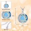 TOUPOP Sterling Silver Blue Crystal Blue Opal Celtic Moon Constellation Pendant Necklace-0-3