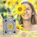 wholesale 925 Sterling Silver Sunflower Book Shape Photo Locket Pendant Chain Necklaces for Women Mother's Day Gifts-0-4