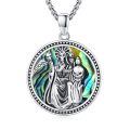 wholesale 925 Sterling Silver Grim Reaper Pendant Necklace Wholesale With Abalone Shell And Skull Design-0-0