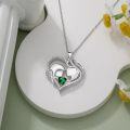 wholesale 925 Sterling Silver Birthstone Mother Love Heart Pendant Necklace-0-2