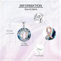 wholesale 925 Sterling Silver Tree of Life Pendant Necklace with Blue Crystal and Breast Cancer Awareness Ribbon Jewelry for Women-0-2