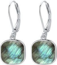 wholesale 925 Sterling Silver Square Labradorite Leverback Earrings-Labradorite Earrings