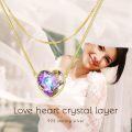 wholesale TOUPOP Layered Necklace For Women Love Heart Layer Necklaces Gold Plated Crystal Pendant S925 Sterling Silver Jewelry For Her Wife Girlfriend Valentine's Mother's Day Anniversary Birthday Gifts -0-3