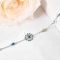 wholesale 925 Sterling Silver Triangle Flower Multi-Color Stone Charm Bracelet for Women-0-2