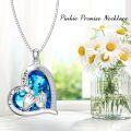 wholesale 925 Sterling Silver Heart Pendant with Blue Crystal and Hand Design - Mothers Day Gift for Mom Dad Sister Brother-0-4