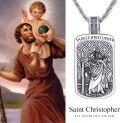 wholesale 925 Sterling Silver St Christopher Pendant Necklaces for Men Women Catholic Christian s 47cm Chain Length-0-5