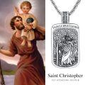 wholesale 925 Sterling Silver St Christopher Pendant Necklaces for Men Women Catholic Christian s 47cm Chain Length-0-5