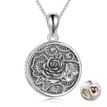 TOUPOP 925 Sterling Silver Rose Tree of Life Photo Locket Necklace-0-0