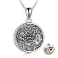 TOUPOP 925 Sterling Silver Rose Tree of Life Photo Locket Necklace-0-0