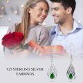 wholesale 925 Sterling Silver Moss Agate Teardrop Dangle Earrings for Women-0-4