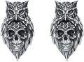 wholesale 925 Sterling Silver Skull Owl Stud Earrings for Men Women Gothic  6mm Diameter-0-0