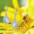 wholesale 925 Sterling Silver Sunflower & Bee Teardrop Moonstone Hypoallergenic Leverback Dangle Earrings for Women Gifts-0-3