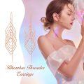 wholesale 925 Sterling Silver Rhombus Tassel Threader Earrings Geometric Shiny Dangle Drop Jewelry Gift for Women-0-5
