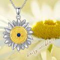 wholesale 925 Sterling Silver Sunflower Compass Pendant Necklace with Blue Stone - Nautical s for Women-0-2